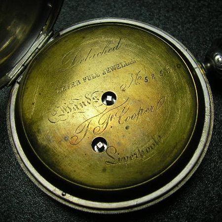 J.F.Cooper アンティーク鍵巻き銀ハンターケース懐中時計 : 古時計の館
