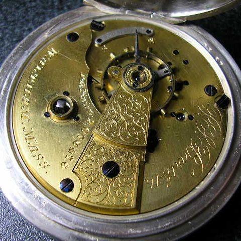 WALTHAM WALTHAMウォルサム大型銀製ハンターケース鍵巻きアンティーク