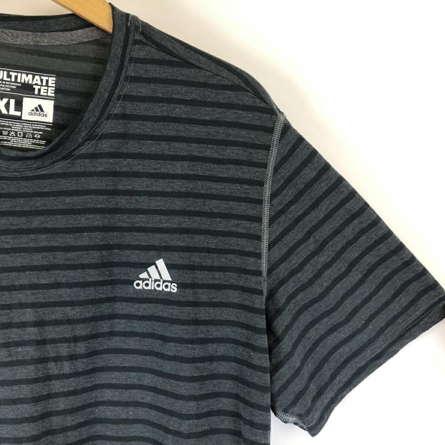 古着 adidas アディダス ボーダーTシャツ ワンポイントプリント グレー系 メンズXL n005739｜furugiya-sun｜04