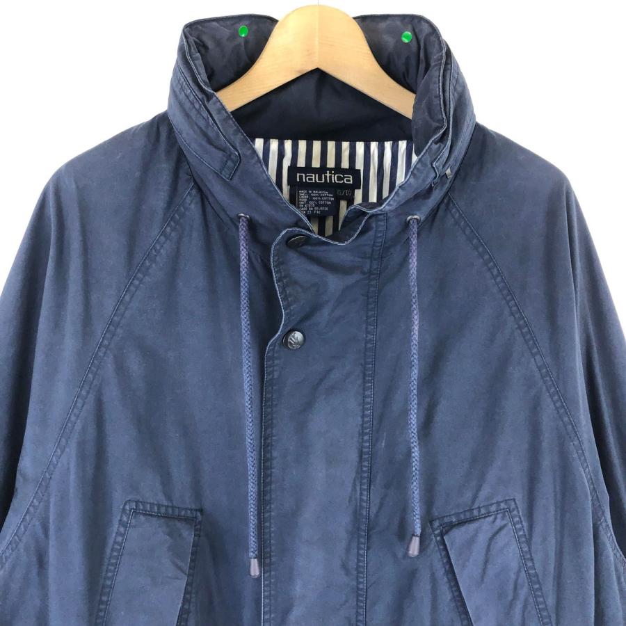 【古着】 NAUTICA ノーティカ コットンブルゾン スタンドカラー フード収納襟 90年代 ネイビー系 メンズXL 【中古】 n032734｜furugiya-sun｜02