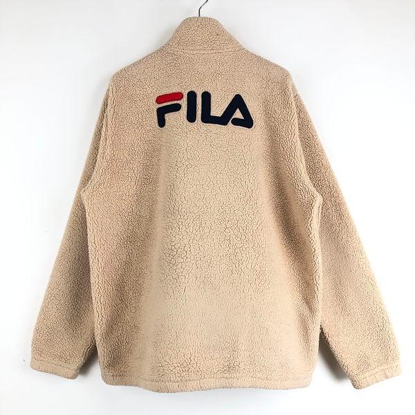 【古着】 FILA フィラ フリースジャケット もこもこ ワッペンロゴ ベージュ系 メンズL 【中古】 n047166｜furugiya-sun｜06