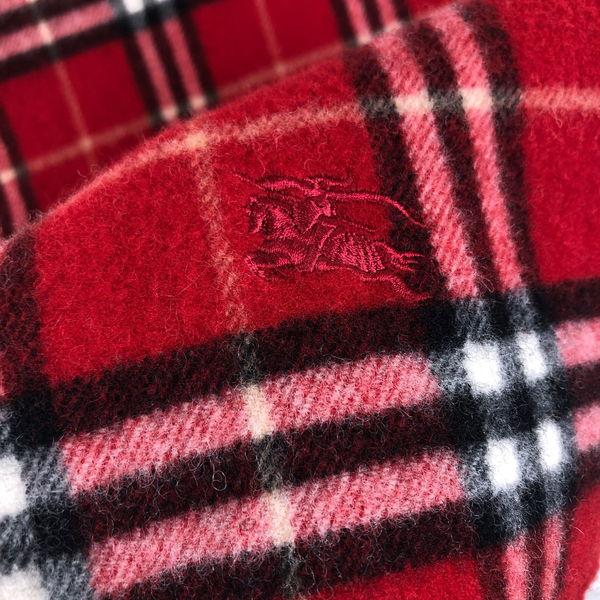 【古着】 BURBERRY LONDON バーバリー ウールマフラー チェック柄 英国製 レッド系 【中古】 n049540｜furugiya-sun｜04