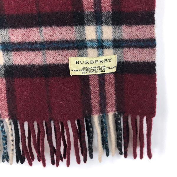 【古着】 BURBERRY バーバリー ウールマフラー チェック柄 スコットランド製 ワイン系 【中古】 n049541｜furugiya-sun｜06