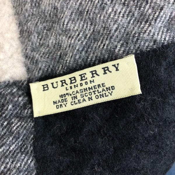 【古着】 BURBERRY バーバリー カシミアマフラー チェック柄 エンボス加工 ヘリンボーン スコットランド製 グレー系 【中古】 n049593｜furugiya-sun｜10