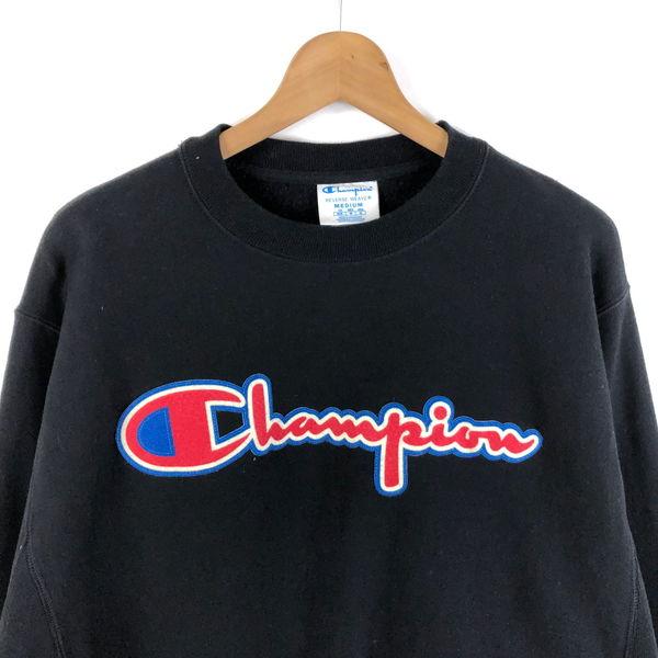 【古着】 Champion チャンピオン スウェット リバースウィーブ 単色タグ 復刻 パッチロゴ ブラック系 メンズM 【中古】 n052050｜furugiya-sun｜02