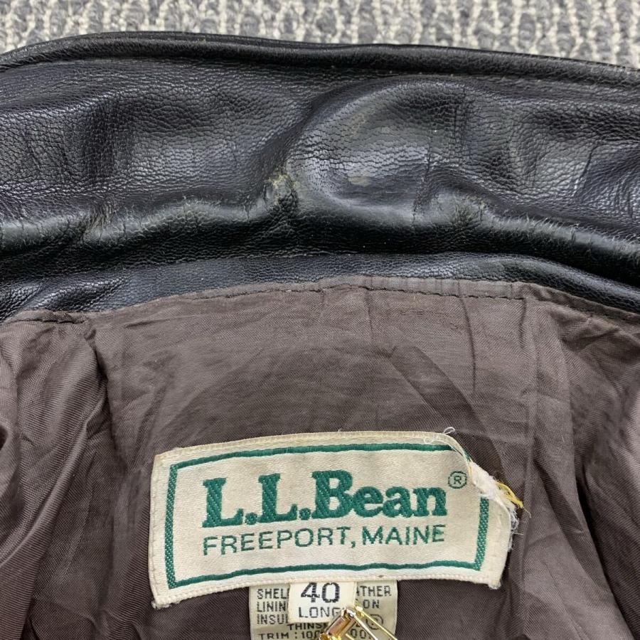 80s USA製 L.L.Bean レザージャケット 40 ブラック エルエルビーン A-2