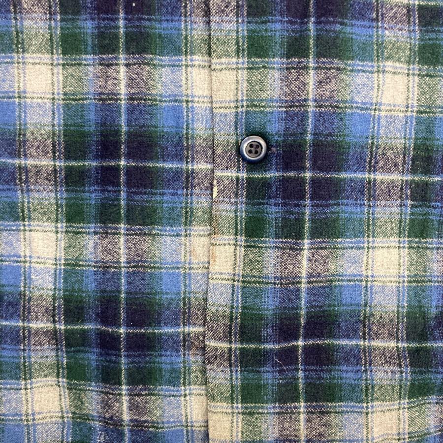 70s USA製 PENDLETON 長袖 ウールシャツ XL マルチカラー ブルー系