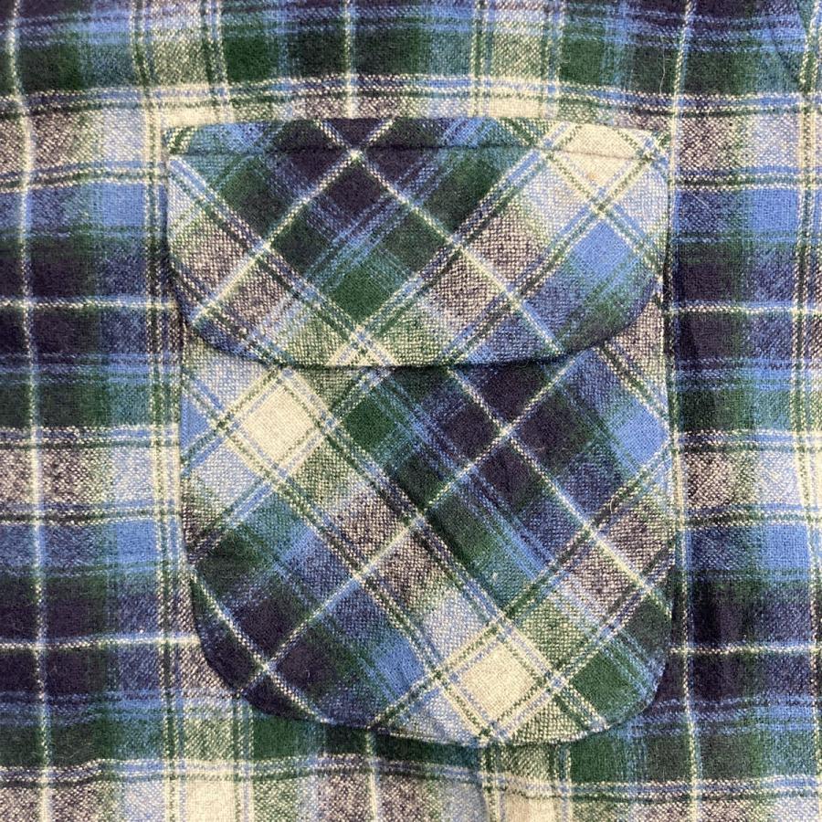 70s USA製 PENDLETON 長袖 ウールシャツ XL マルチカラー ブルー系