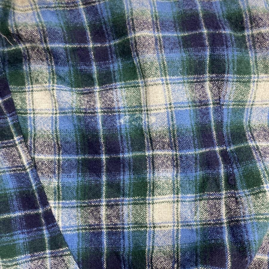 70s USA製 PENDLETON 長袖 ウールシャツ XL マルチカラー ブルー系