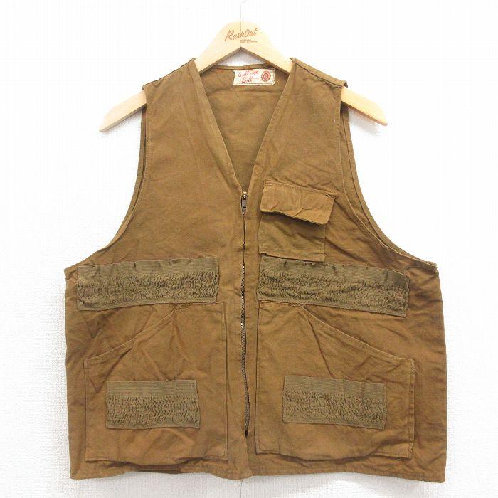 50%OFF】L/古着 ビンテージ ハンティング ベスト メンズ 70s ダック地 