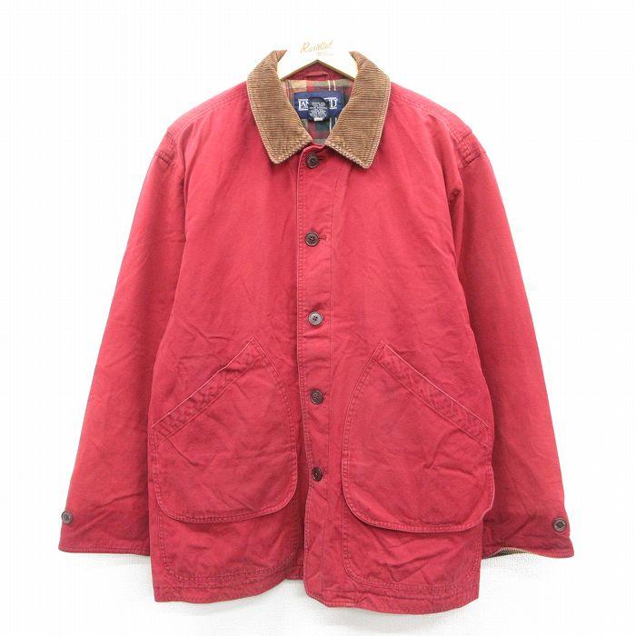 XL/古着 ランズエンド 長袖 カバーオール メンズ 90s ダック地 襟