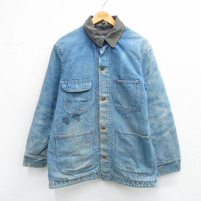 [美品]Wrangler デニムカバーオール 70s 金ボタン コーデュロイ 70年代 70s ラングラー アメリカ製 Gジャン デニムジャケット