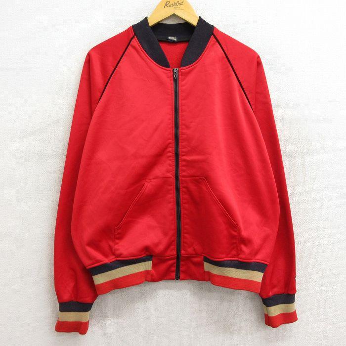 XL/古着 ジョッキー 長袖 ジャージ メンズ 80s ラグラン タロン 赤他 