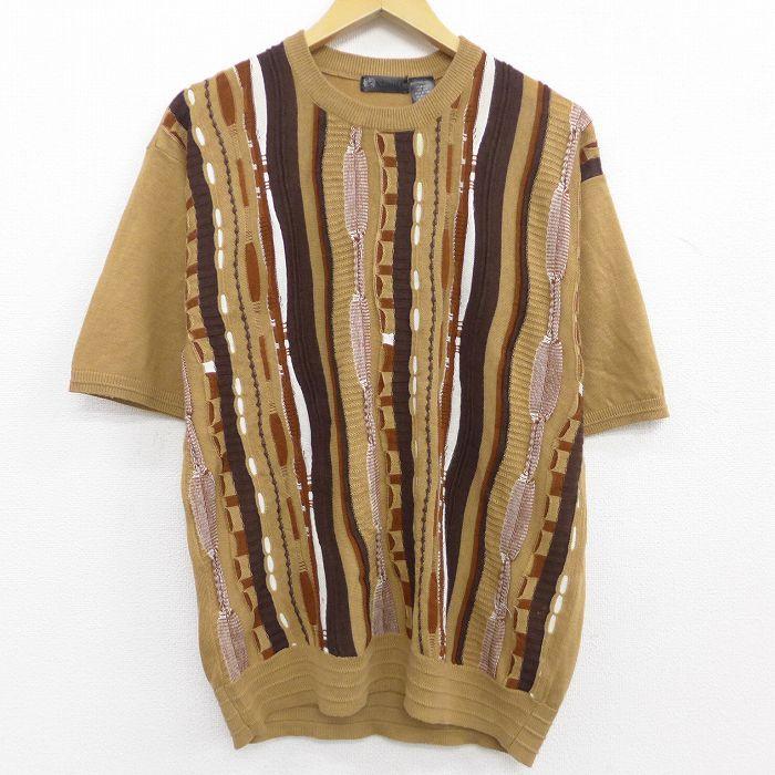 L 古着 半袖 ニット メンズ 3dニット クルーネック ベージュ他 カーキ 21jul26 中古 トップス Kns 古着屋rushout 通販 Yahoo ショッピング