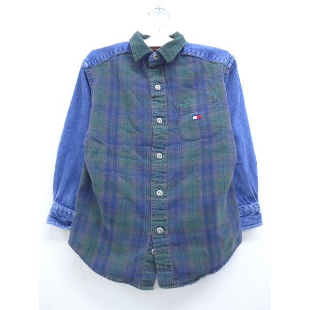古着 キッズ 子供服 長袖 ブランド シャツ トミーヒルフィガー Tommy Hilfiger ワンポイントロゴ 襟コーデュロイ 緑他 グリーン タータン チェック デニム Spe Lba 古着屋rushout 通販 Yahoo ショッピング
