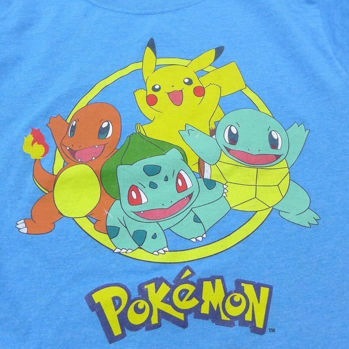 古着 半袖 Tシャツ キッズ ボーイズ 子供服 アニメ ポケットモンスター ポケモン ピカチュウ ゼニガメ クルーネック 水色 霜降り 21jul09 Lba 古着屋rushout 通販 Yahoo ショッピング