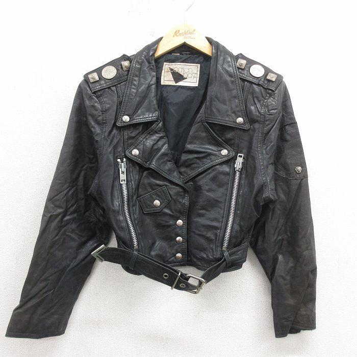 古着 長袖 レザー ジャケット キッズ ボーイズ 子供服 80年代 80s 