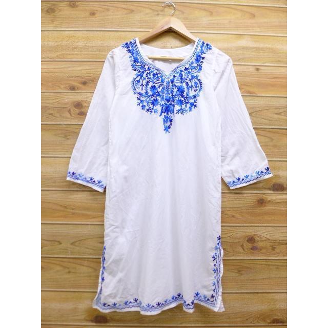 古着 長袖 ワンピース 花 手縫い刺繍 白 ホワイト 18jun19 中古 Ldr 古着屋rushout 通販 Yahoo ショッピング