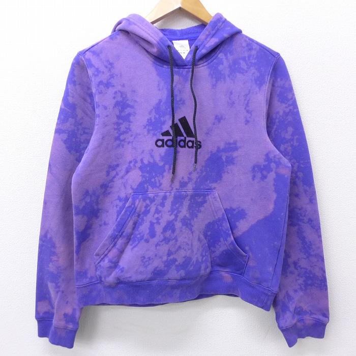 古着 レディース 長袖 スウェット パーカー アディダス Adidas ロゴ フロッキープリント 紫 パープル ブリーチ加工 sep11 中古 スエット トレーナー トップス Lkn 古着屋rushout 通販 Yahoo ショッピング