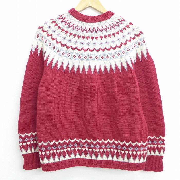古着 レディース 長袖 ノルディック ニット カーディガン ロパペイサ ラグラン クルーネック 赤 レッド sep16 中古 トップス Lkn 古着屋rushout 通販 Yahoo ショッピング