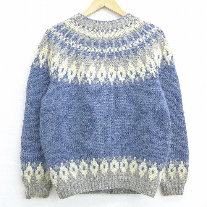 古着 レディース 長袖 ノルディック ニット カーディガン ロパペイサ ラグラン 手編み ウール 薄紺 ネイビー sep16 中古 トップス Lkn 古着屋rushout 通販 Yahoo ショッピング