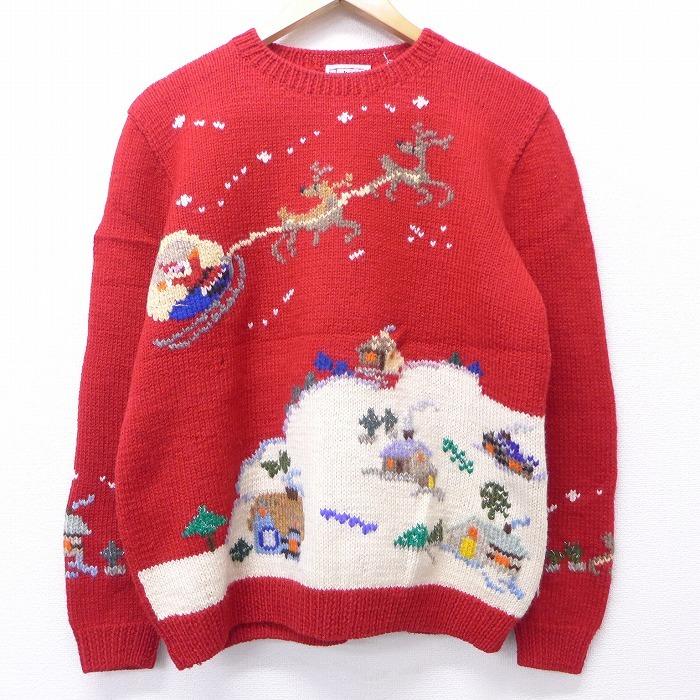 古着 レディース 長袖 セーター 90s タルボット クリスマス サンタクロース トナカイ 手編み ハンドニット ウール 赤 レッド 【spe】  20sep21 中古 ニット トッ :lkn20080675:古着屋RUSHOUT - 通販 - Yahoo!ショッピング