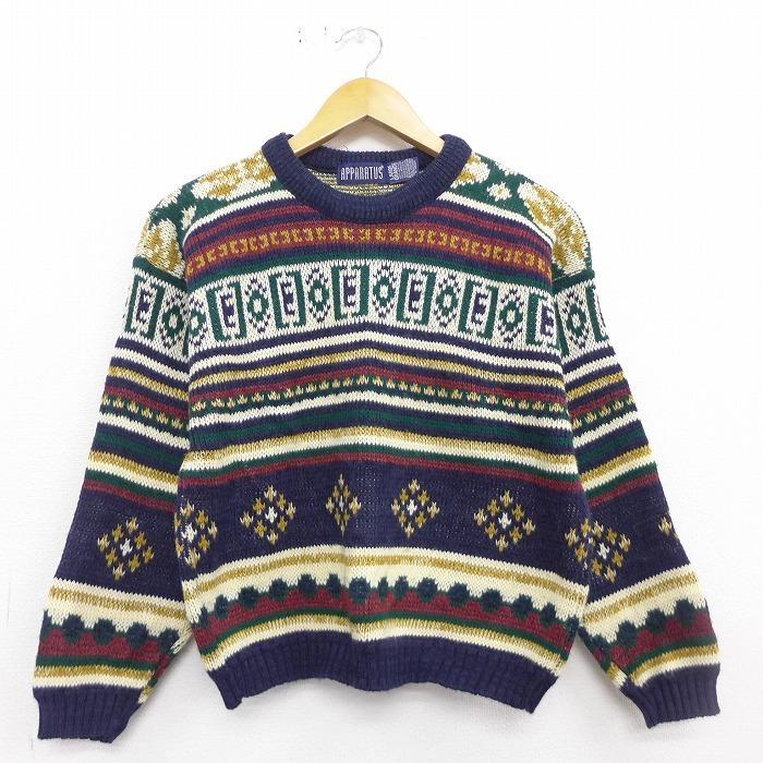 古着 レディース 長袖 セーター 90s フェアアイル クルーネック 紺他 ネイビー oct08 中古 ニット トップス Lkn 古着屋rushout 通販 Yahoo ショッピング