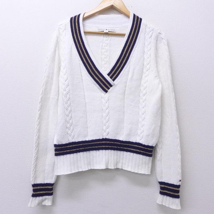 古着 レディース 長袖 ブランド チルデン セーター トミーヒルフィガー Tommy Hilfiger Vネック 白他 ホワイト nov11 中古 ニット トップス Lkn 古着屋rushout 通販 Yahoo ショッピング