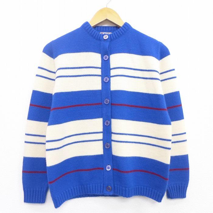 古着 レディース 長袖 ニット カーディガン 70s クルーネック 青他 ブルー ボーダー nov16 中古 トップス Lkn 古着屋rushout 通販 Yahoo ショッピング