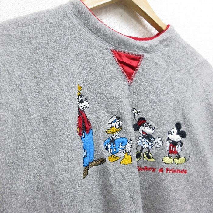 古着 レディース 21jan21 Disney Mickey Mouse クルーネック ディズニー トップス フリース ホワイト ミッキー 中古 刺繍 白 長袖 爆売りセール開催中 長袖