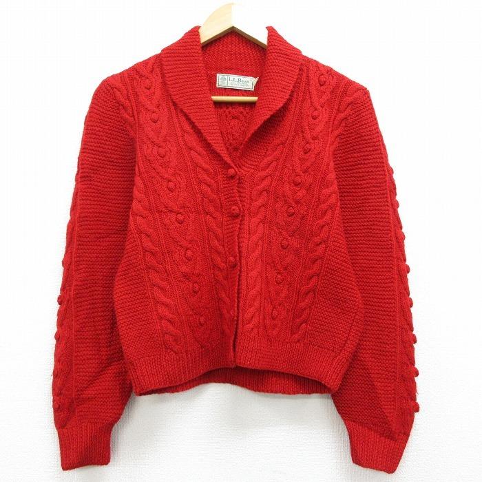 古着 レディース 長袖 ケーブル ニット カーディガン 90s エルエル 
