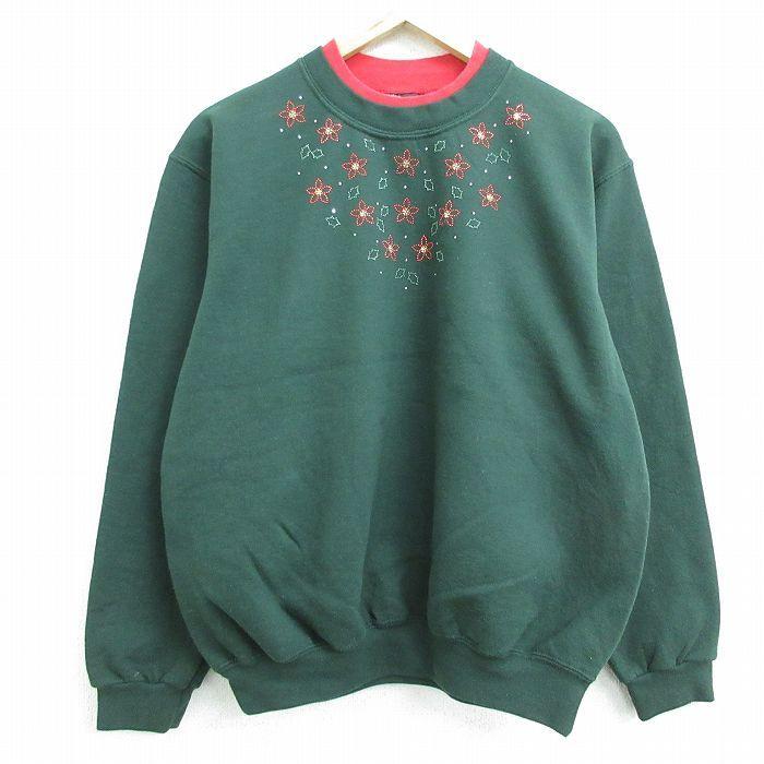 古着 長袖 スウェット レディース 90s花 クルーネック 緑 グリーン 22feb02 中古 スエット トレーナー トップス Lkn2103 古着屋rushout 通販 Yahoo ショッピング
