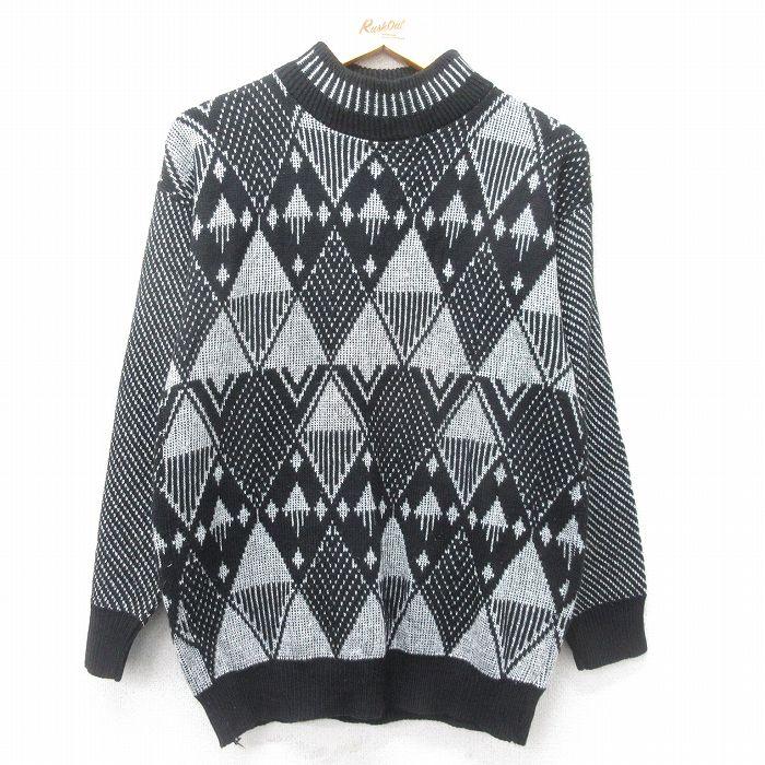 古着 長袖 セーター レディース 90s ラメ アクリル モックネック