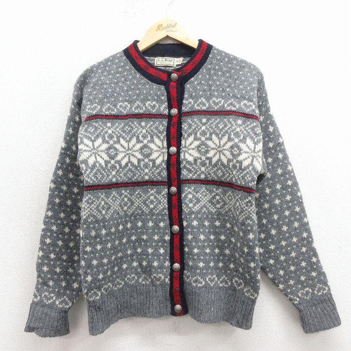 古着 エルエルビーン 長袖 ノルディック ニット カーディガン