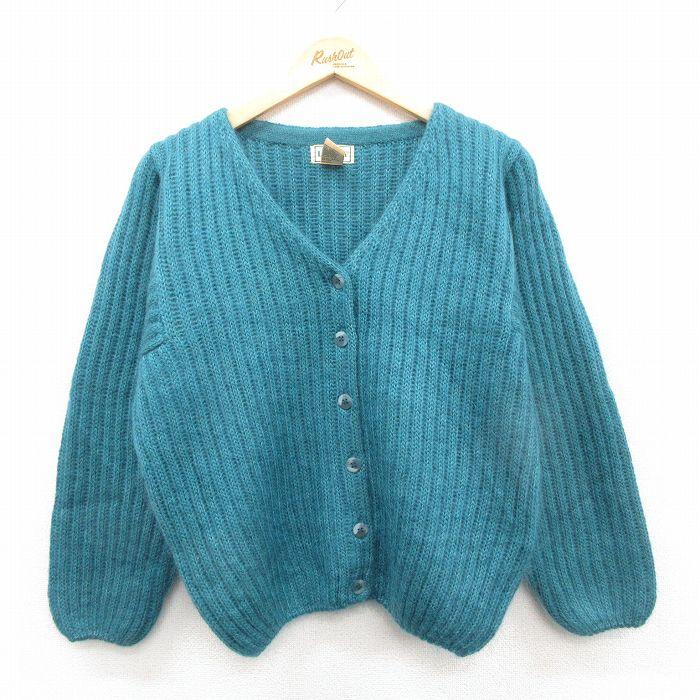 古着 エルエルビーン 長袖 ニット カーディガン レディース 90年代 90s モヘア 青緑系【spe】 26jan07 L.L.Bean（エルエルビーン） 古着 長袖 ニット カーディガン