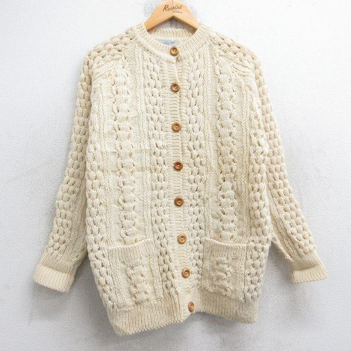 20%OFF】古着 長袖 ケーブル ニット カーディガン レディース 90年代 