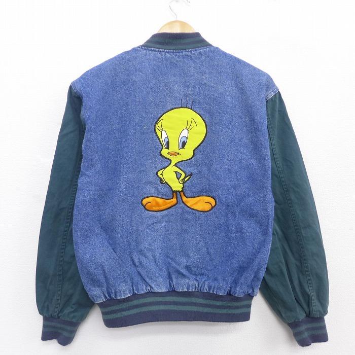 古着 長袖 ジャケット スタジャン 90s ルーニーテューンズ LOONEY  