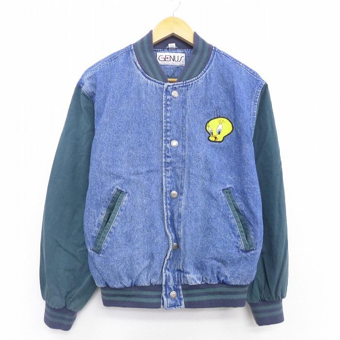 古着 長袖 ジャケット スタジャン 90s ルーニーテューンズ LOONEY  