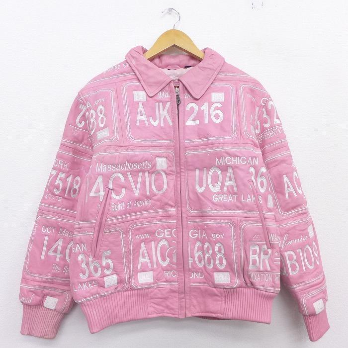 週間ランキング１位獲得 古着 レディース 長袖 レザー ジャケット ナンバープレート ミシガン マサチューセッツ 大きいサイズ ピンク 内側キルティング 21jan07 中古 アウター 革ジャン 新しいコレクション Toscelikspecialsteel Com