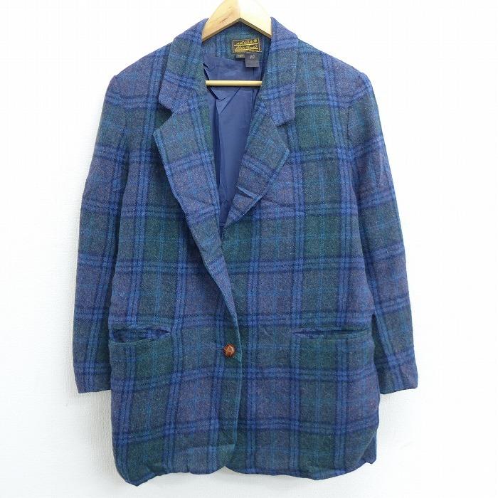 古着 レディース 長袖 テーラード ジャケット 90s エディーバウアー ウール 紺他 ネイビー チェック 21jan19 中古 アウター ジャンパー ブルゾン Lou1378 古着屋rushout 通販 Yahoo ショッピング