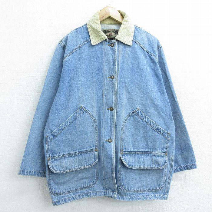 古着 長袖 カバーオール デニム ジャケット レディース 00s 襟
