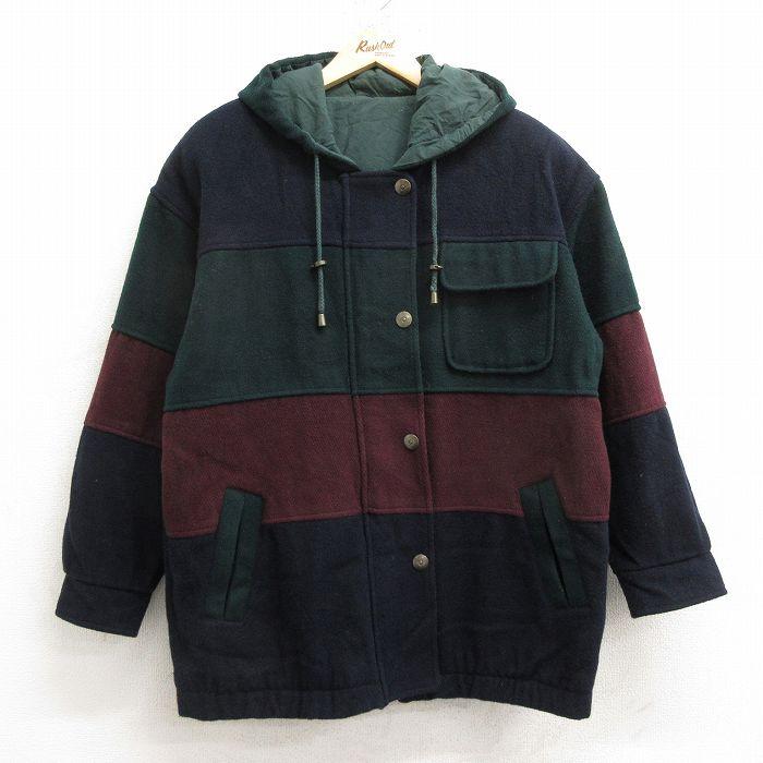 古着 長袖 ウール ジャケット パーカー レディース 00s マルチ