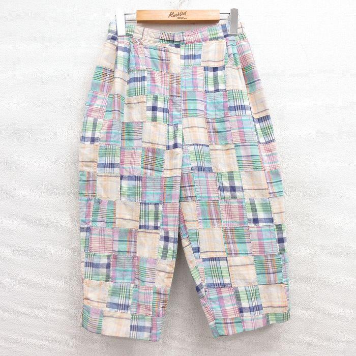 old J.CREW パッチワーク　ハーフパンツ　90s J.CREW（ジェイクルー） 【20%OFF】古着 J.CREW 7分丈 イージー パンツ