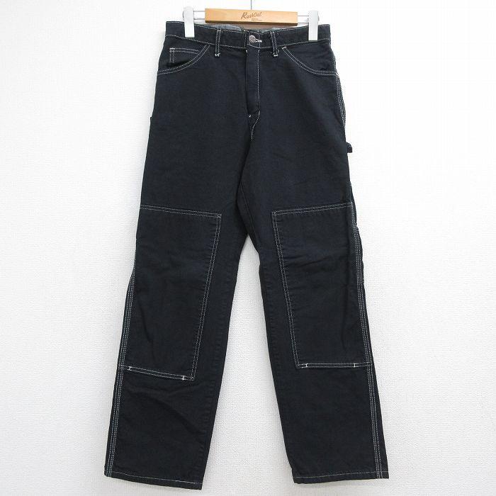 ディッキーズDickies古着ダブルニーブラックデニムペインターパンツM358 Dickies（ディッキーズ） 古着 ペインター パンツ レディース