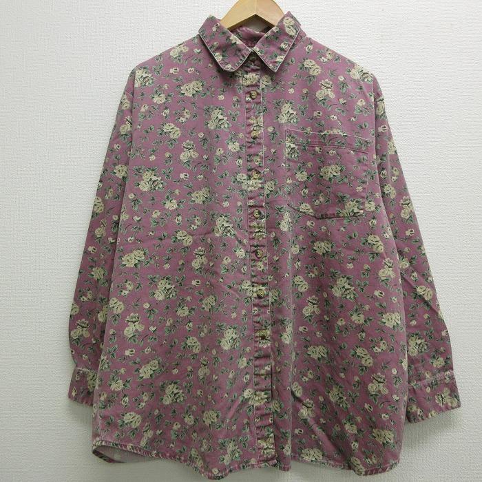古着 レディース 長袖 シャツ 花柄 大きいサイズ 薄紫 パープル oct05 中古 ブラウス トップス Lsh0375 古着屋rushout 通販 Yahoo ショッピング