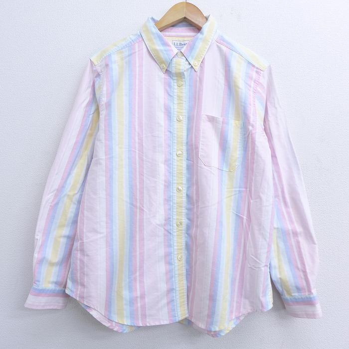 古着 レディース 長袖 シャツ エルエルビーン Llbean オックスフォード コットン ボタンダウン ピンク ストライプ dec02 中古 ブラウス トップス Lsh 古着屋rushout 通販 Yahoo ショッピング