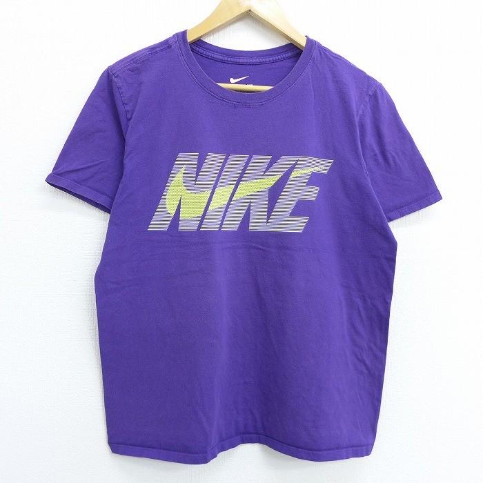 古着 レディース 半袖 Tシャツ ナイキ Nike ビッグロゴ コットン クルーネック 紫 パープル jun05 中古 Lts 古着屋rushout 通販 Yahoo ショッピング