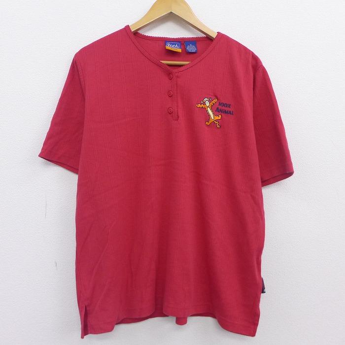 古着 レディース 半袖 Tシャツ ディズニー Disney くまのプーさん ティガー 刺繍 ヘンリーネック 赤 レッド jul21 中古 Lts0606 古着屋rushout 通販 Yahoo ショッピング