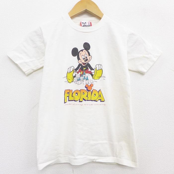 古着 半袖 ビンテージ Tシャツ キッズ ガールズ 子供服 90s ディズニー Disney ミッキー Mickey Mouse フロリダ コットン クルーネック 白 ホワイト Spe 21j Lts 古着屋rushout 通販 Yahoo ショッピング