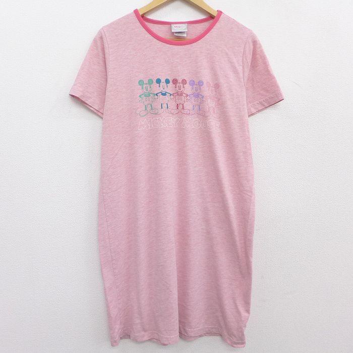 古着 半袖 Tシャツ ワンピース レディース ディズニー Disney ミッキー Mickey Mouse クルーネック ロング丈 赤 レッド 霜降り 21jul07 中古 Lts 古着屋rushout 通販 Yahoo ショッピング
